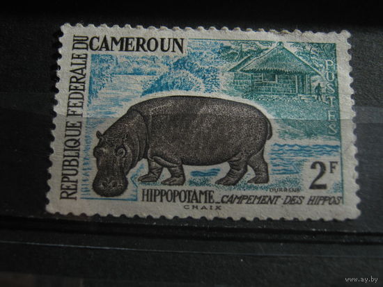 Марки - фауна, Камерун, чистая, бегемот