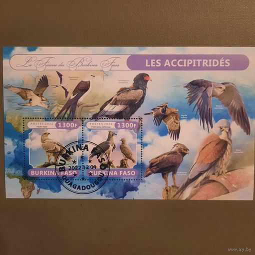 Буркина Фасо 2022. Хищные птицы. Малый лист