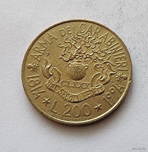 Италия 200 лир, 1994 180 лет карабинерам