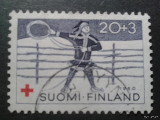 Финляндия 1960 Кр. крест, лапландец Mi-1,8 евро гаш.