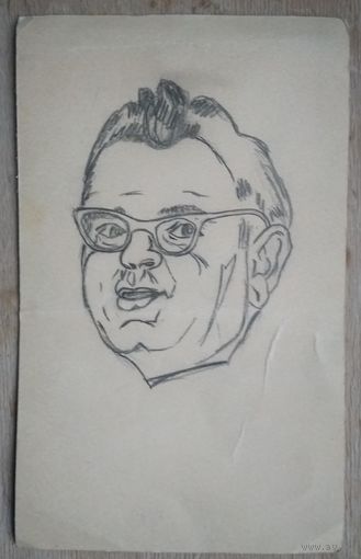 Голова мужчины. Рисунок неизвестного автора. Карандаш. СССР 1970-е. 10,5х17 см