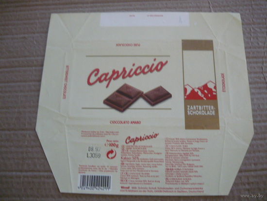 Обертка от шоколада   CAPRICCIO