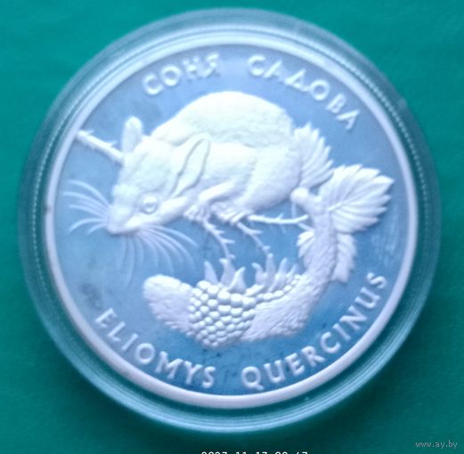 Серебро 0,925! Украина 10 гривен, 1999 Флора и фауна - Соня садовая