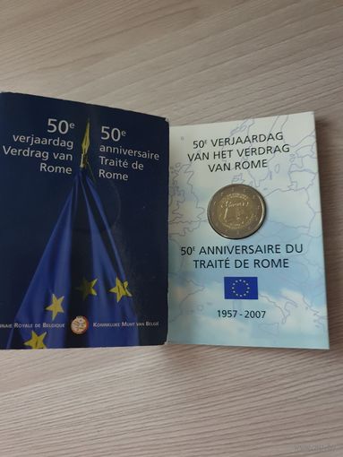 Бельгия 2 евро 2005 юбилейная Римский договор BU Коинкард