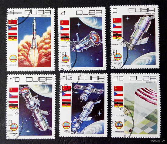 Куба 1979 г. Космос. День Космонавтики. Интеркосмос, полная серия из 6 марок #0203-K1P19