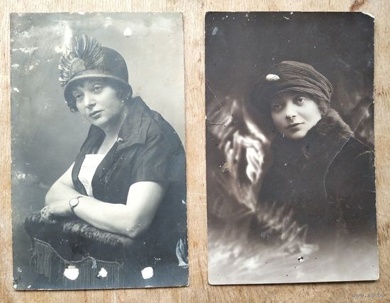 Два фото женщины в шляпке. 1926, 1927 гг. Иудаика. 9х14 см. Цена за 1.