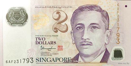 Сингапур 2 доллара образца 2006-2024 года UNC p46h